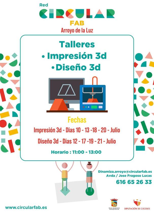El Circular FAB de Arroyo de la Luz imparte dos talleres de Impresión y Diseño 3D