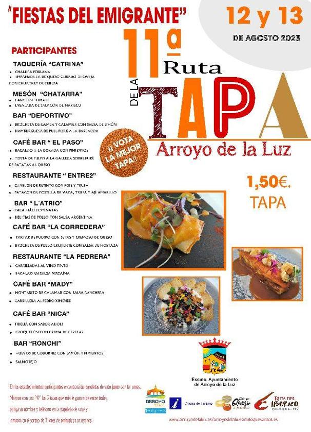 Llega la XI Ruta de la Tapa de Arroyo de la Luz