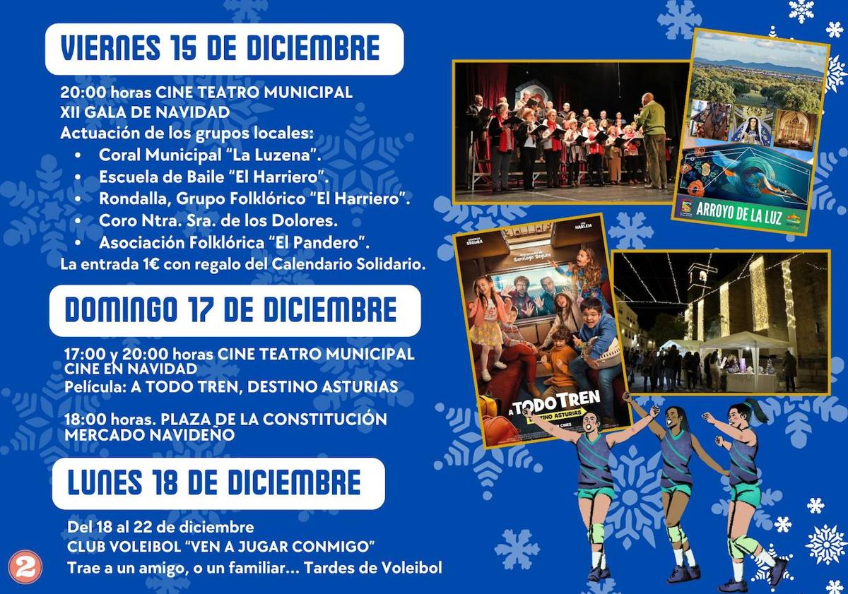 Imagen principal - El Ayuntamiento de Arroyo de la Luz organiza un nutrido programa de eventos para disfrutar de la Navidad