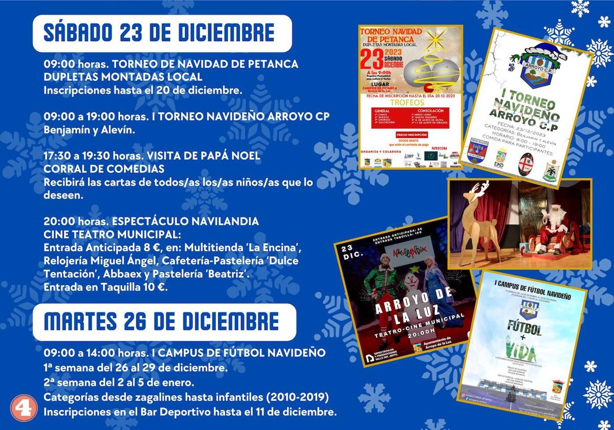 Imagen principal - El Ayuntamiento de Arroyo de la Luz organiza un nutrido programa de eventos para disfrutar de la Navidad