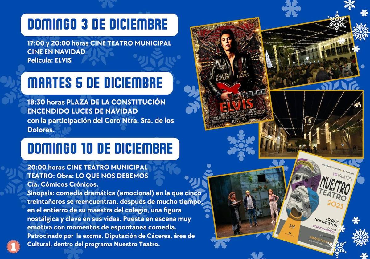 Imagen principal - El Ayuntamiento de Arroyo de la Luz organiza un nutrido programa de eventos para disfrutar de la Navidad