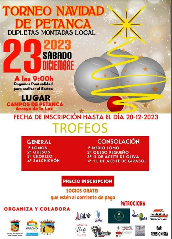 Vuelve el Torneo de Navidad de Petanca de Arroyo de la Luz
