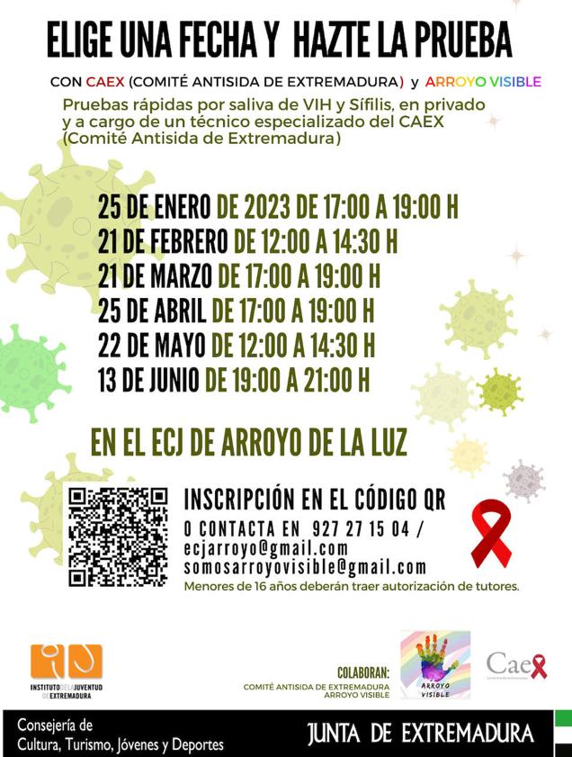 Imagen principal - Nueva campaña de pruebas rápidas de VIH y Sífilis en el ECJ de Arroyo de la Luz