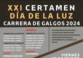 Inscripciones para el XXI Certamen Día de la Luz Carrera de Galgos 2024