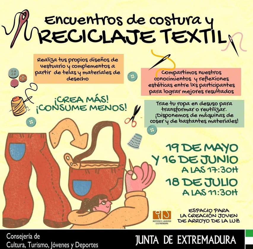 Tarde de Encuentro de Costura y Reciclaje Textil en el ECJ de Arroyo de la Luz