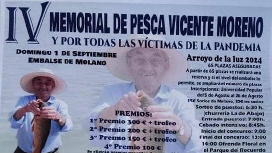 El embalse de Molano acogerá el IV Memorial de Pesca Vicente Moreno y por Todas las Víctimas de la Pandemia