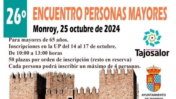 Inscripciones para asistir al Encuentro de Personas Mayores en Monroy