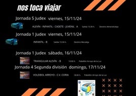 Horarios de las diferentes categorías del club de voleibol para el fin de semana
