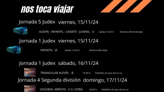 Horarios de las diferentes categorías del club de voleibol para el fin de semana
