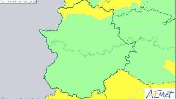 El 112 vuelve a activar la alerta amarilla en Extremadura