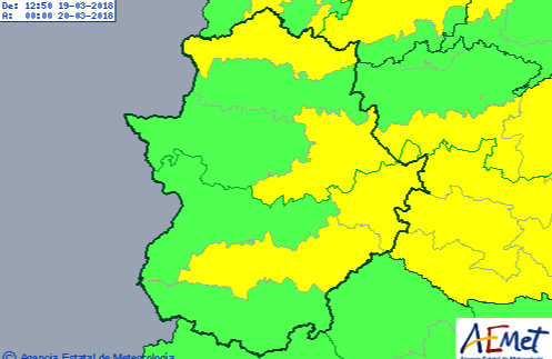 Mapa de alertas de la Aemet