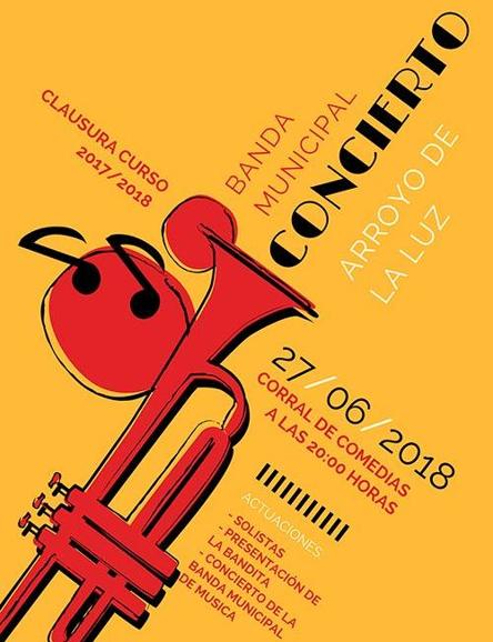 La Banda Municipal de Arroyo de la Luz ofrece un concierto por la clausura del curso 2017/18