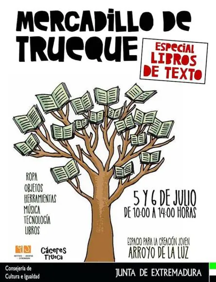 El ECJ de Arroyo de la Luz organiza un mercado de trueque especial libros de texto