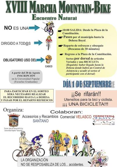 Abierto el plazo de inscripción para la ‘Marcha Mountain-Bike, Encuentro Natural’