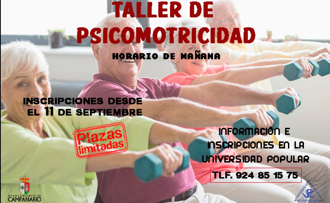 Cartel anunciador del taller de psicomotricidad. 