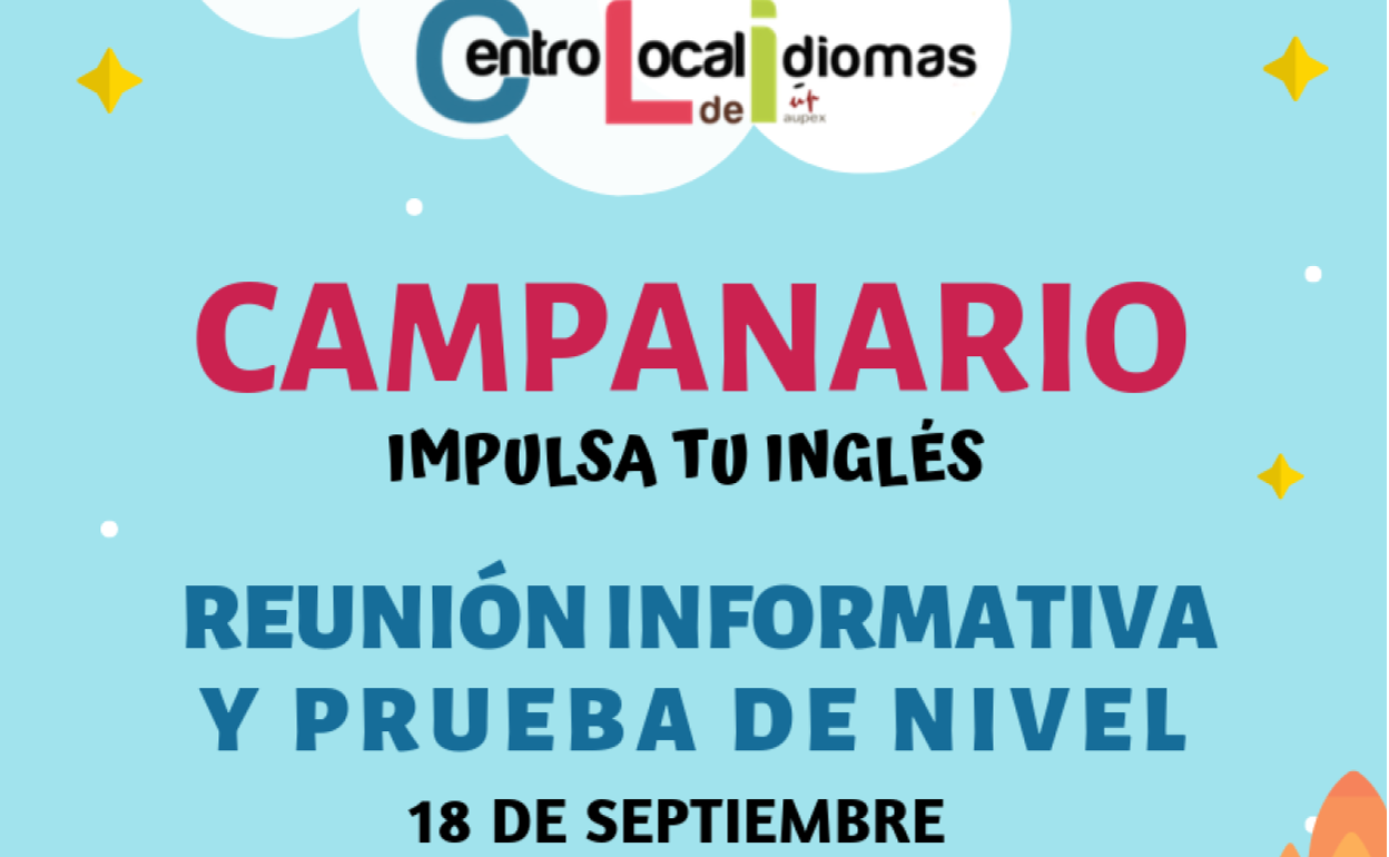 Cartel anunciador de la reunión del Centro Local de Idiomas. 