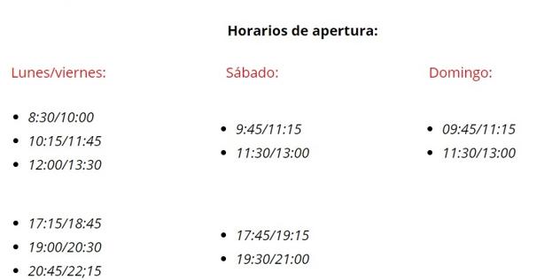 Horarios de apertura del gimnasio municipal.