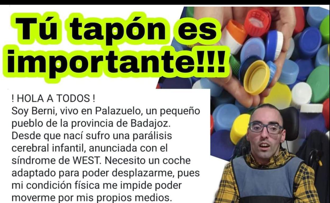 La Asociación La Vereda recoge tapones de plástico para ayudar a Berni