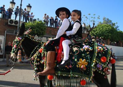 Imagen secundaria 1 - Muchso vecinos lucieron los trajes regionales y vistieron a los caballos con las tradicionales 'caídas'. 