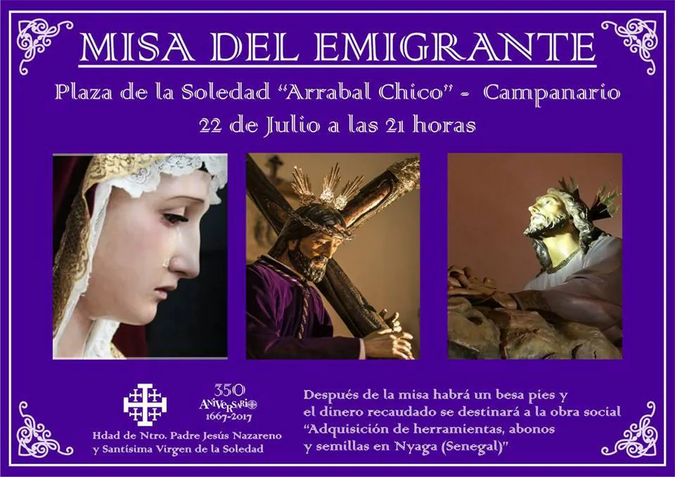 La Hermandad del Nazareno celebra este sábado la misa del emigrante