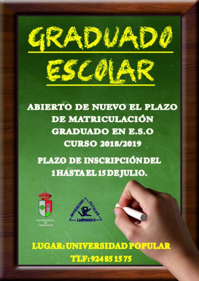 Abierto el plazo de matriculación para sacarse el título de graduado en la ESO