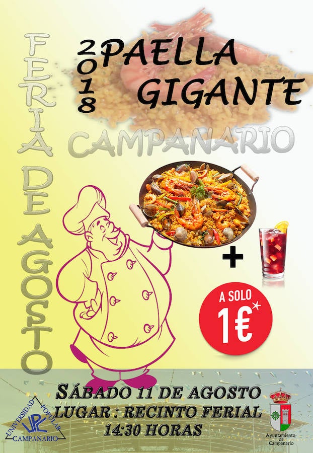 Paella gigante el sábado 11 de agosto para potenciar la feria de agosto