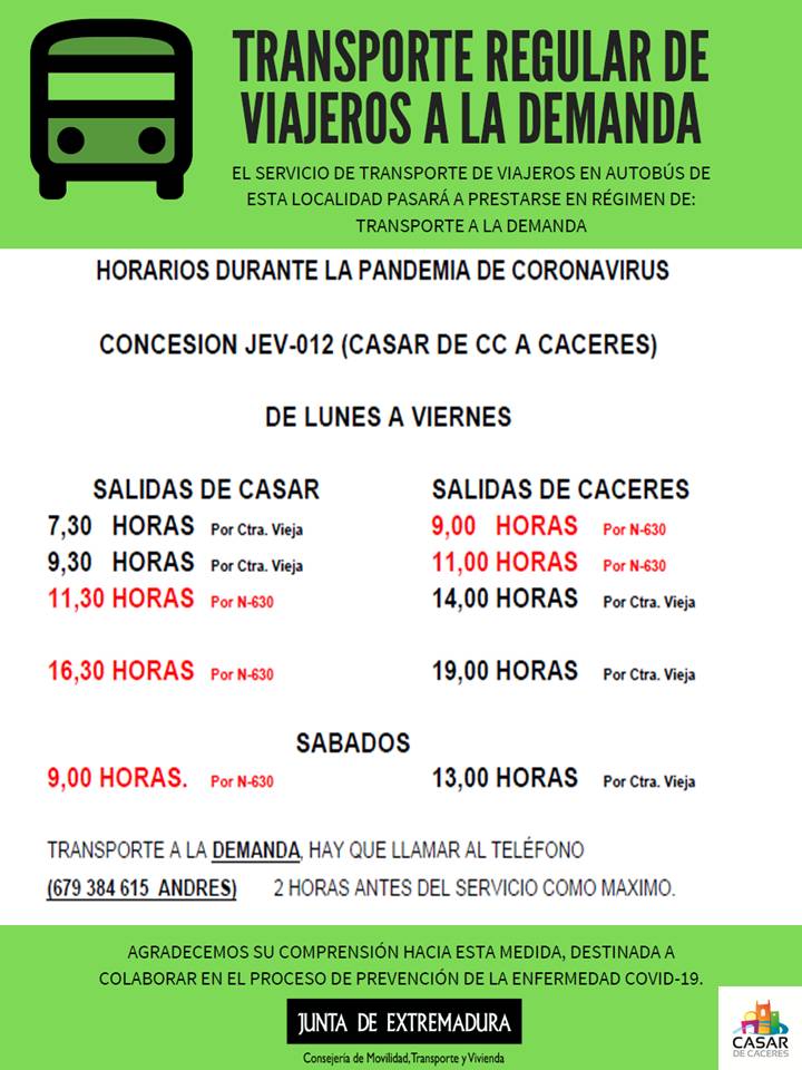 Los usuarios del autobús deberán comunicar a la empresa dos horas antes su intención de viajar