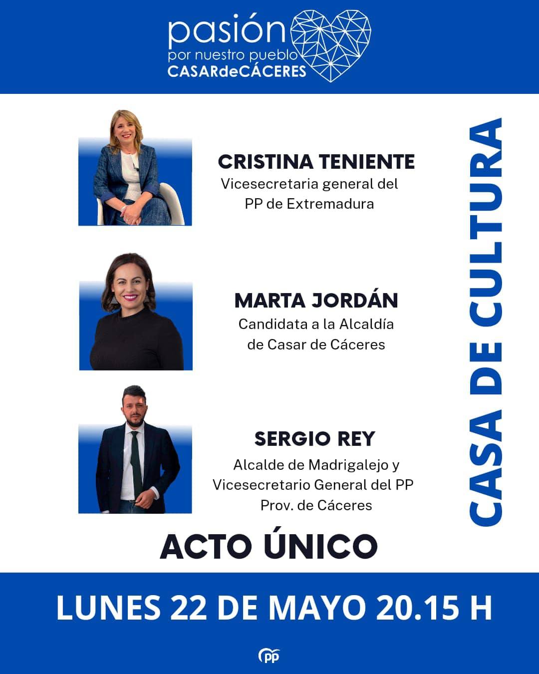 El acto de campaña del Partido Popular tendrá lugar esta tarde en la casa de cultura
