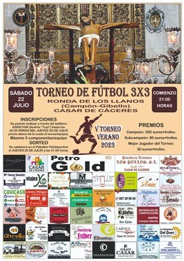 El Torneo de fúbol 3x3 organizado por la Hermandad del Cristo de la Peña tendrá lugar el 22 de julio