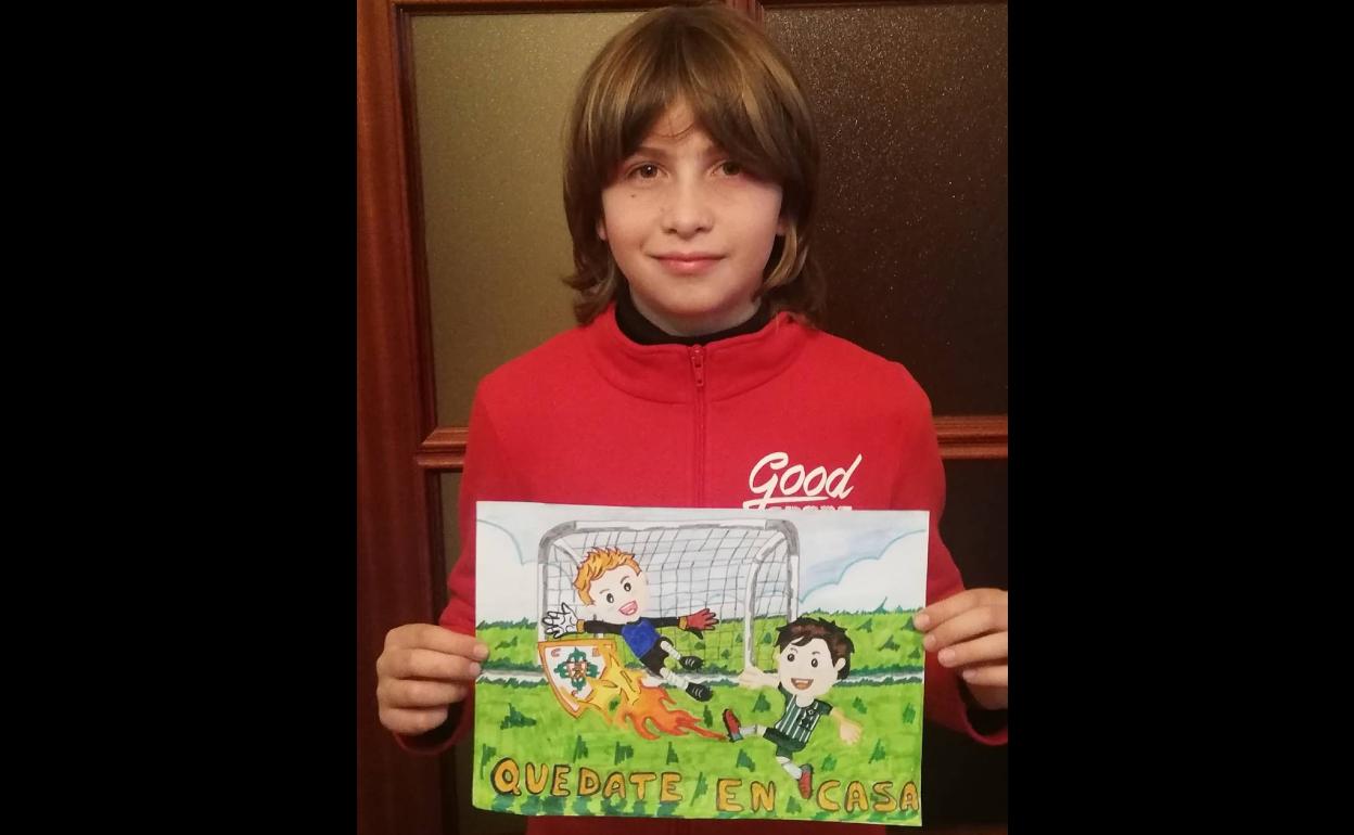 Álvaro Morillo, un niño de Castuera, gana el concurso de dibujo de la Federación Extremeña de Fútbol