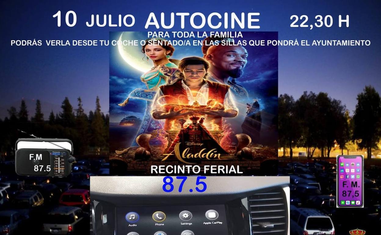 El autocine de Castuera proyecta este viernes 10 de julio la película 'Aladdin'