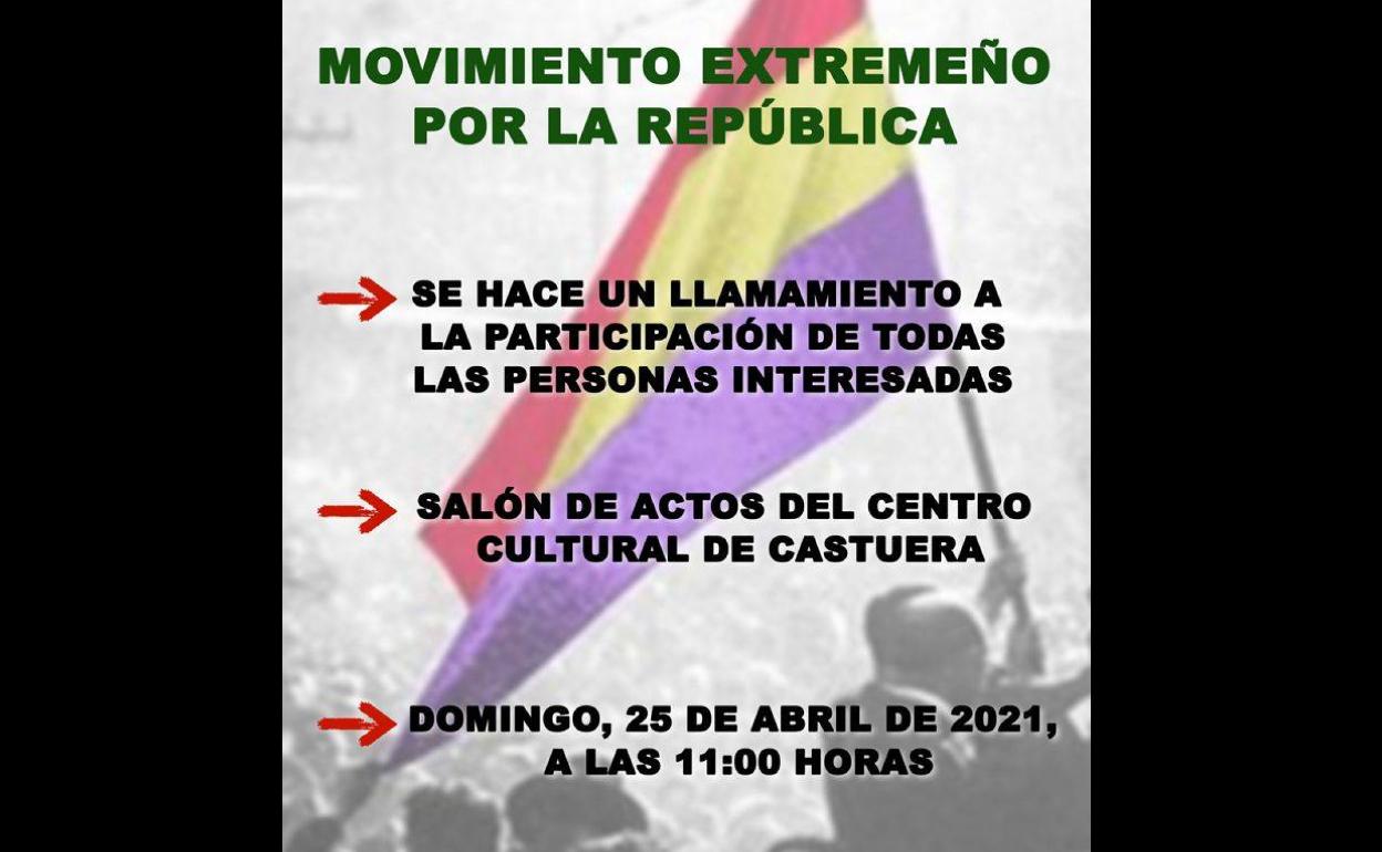 El Movimiento Extremeño por la Republica se presenta este domingo en Castuera en un acto abierto