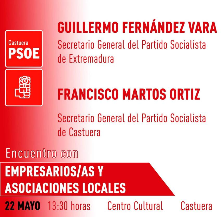 Fernández Vara se reunirá el lunes en Castuera con asociaciones, empresarios y empresarias.