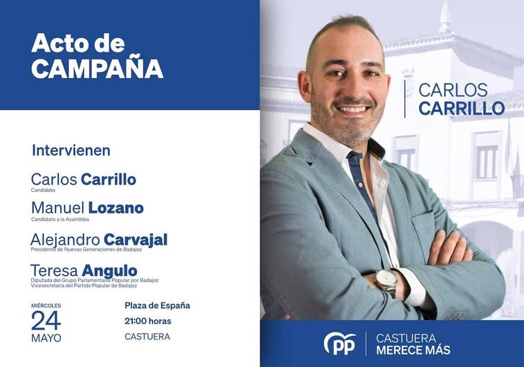 La campaña electoral del Partido Popular refuerza su presencia en Castuera mañana miércoles