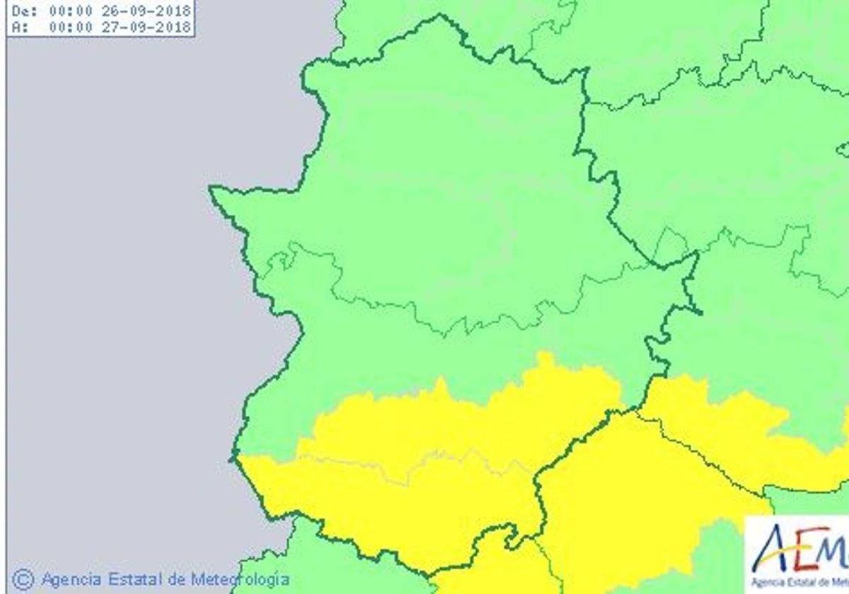 AEMET activa la alerta amarilla por tormentas y lluvia en La Serena, Barros y Sur