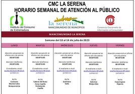 Horario de la oficina de información al consumidor