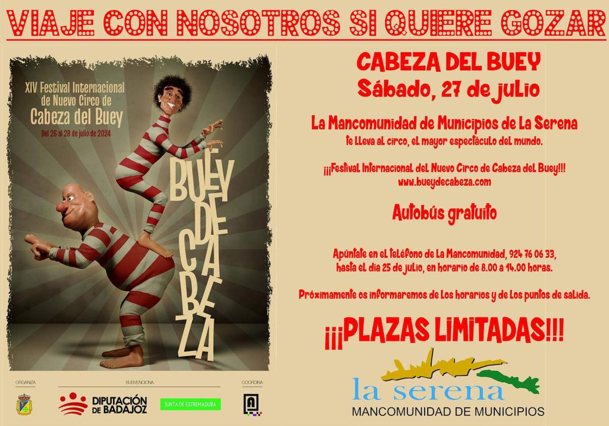 Mancomunidad organiza un viaje para asistir gratis al Festival de Circo de Cabeza del Buey