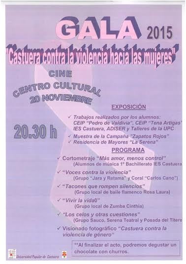 La Gala ‘Castuera contra la Violencia hacia las mujeres’ se celebra este viernes 20 de noviembre en el Centro Cultural