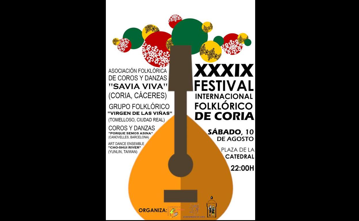 El XXXIX Festival Internacional de Folclore de Coria tendrá lugar el día 10 de agosto