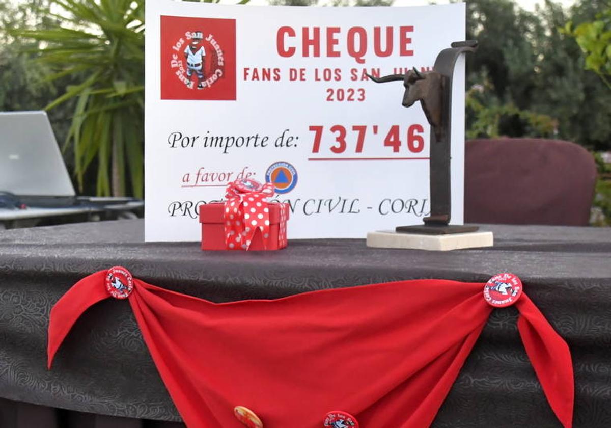 Cheque de la donación.
