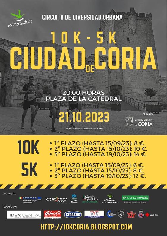 Coria prepara la I carrera nocturna 10K y 5K «Ciudad de Coria»