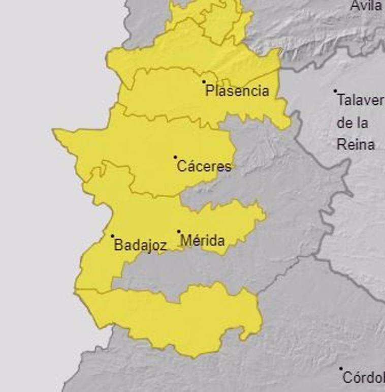 La comarca del Tajo y el Alagón podrán llegar a 15 litros por metro cuadrado en una hora