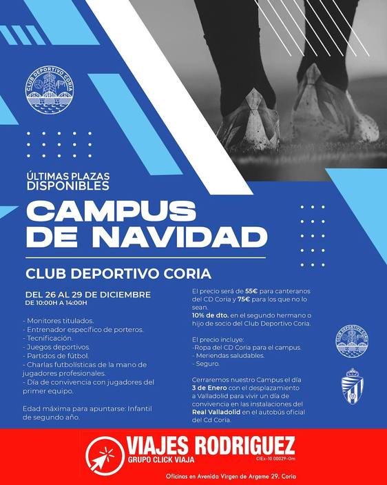 Últimas plazas para el Campus de Navidad del CD Coria