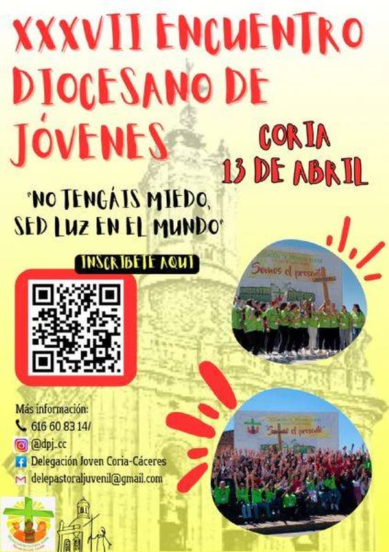 Coria acogerá el XXXVII Encuentro Diocesano de Jóvenes el sábado 13 de abril