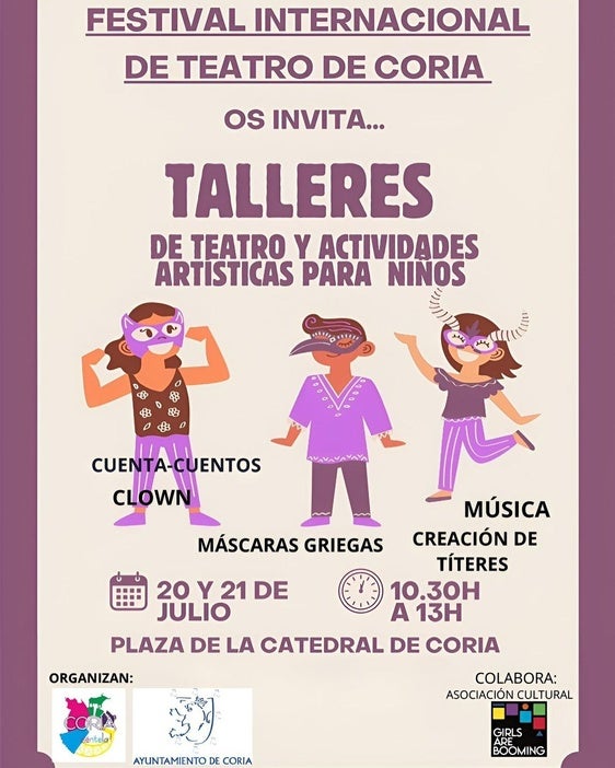 El Festival Internacional de Teatro de Coria ofrece talleres artísticos para niños