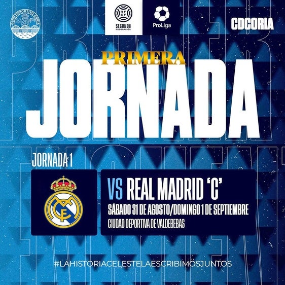 El CD Coria debutará en liga contra el Real Madrid 'C' en Valdebebas