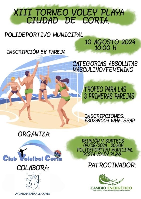 Coria se prepara para la XIII edición del Torneo de Vóley-Playa «Ciudad de Coria»