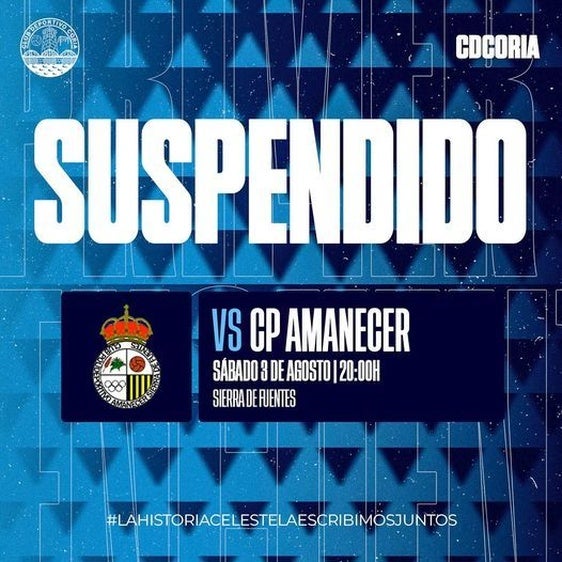 Suspendido el partido entre el CP Amanecer y el CD Coria por falta de efectivos