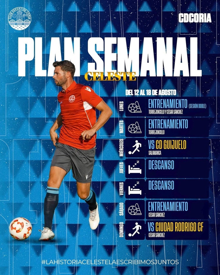 C.D. Coria: Plan Semanal del 12 al 18 de Agosto