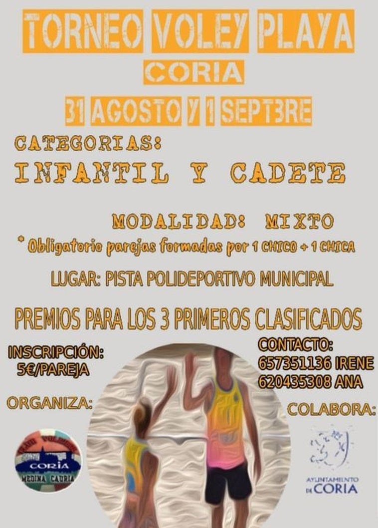 Coria acogerá el torneo de voley playa infantil y cadete en modalidad mixta